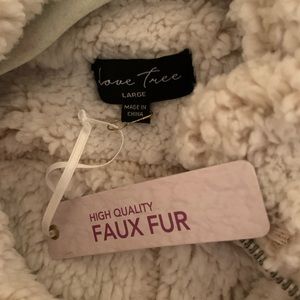 Large love tree faux fur vest